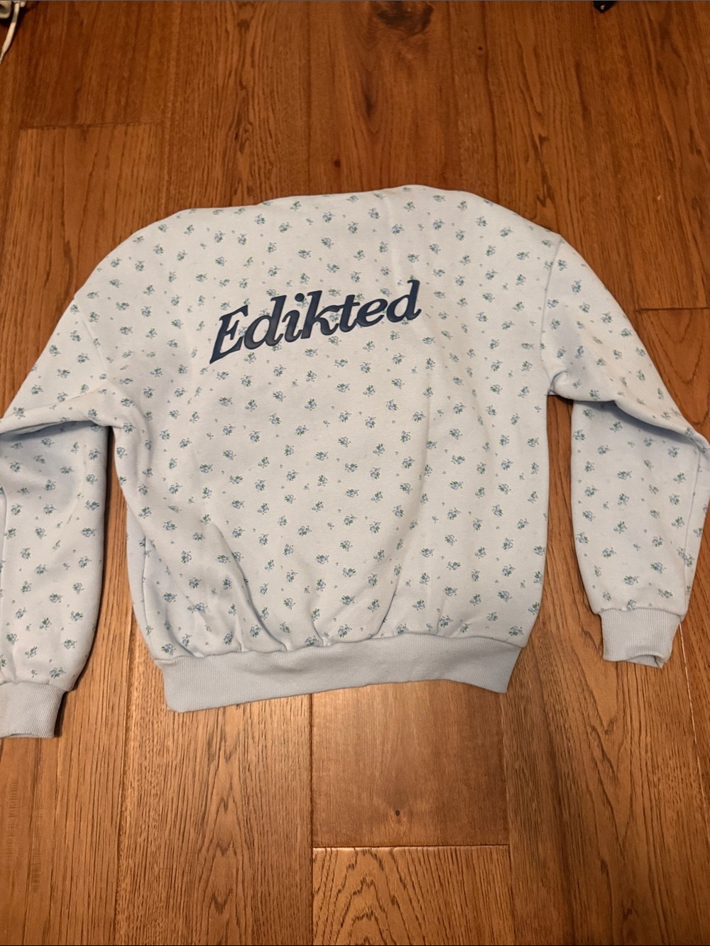 Edikted Pale Blue Hoodie with Tiny Floral Print - Picture 3 of 3
